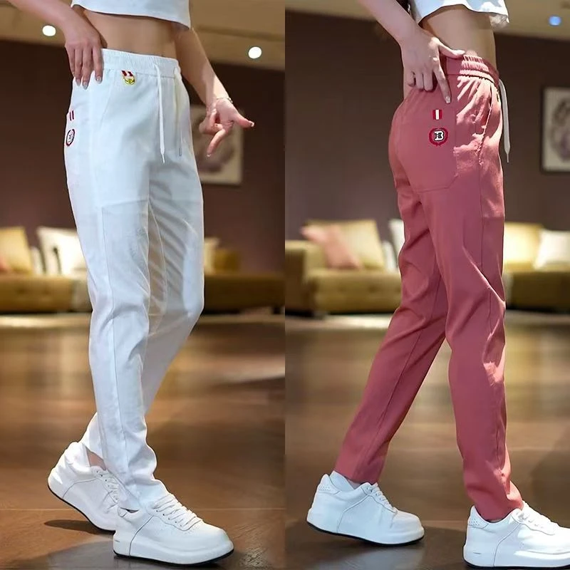 夏季薄款百搭刺绣棉麻裤男士轻薄透气凉感休闲裤高级感韩版小脚裤