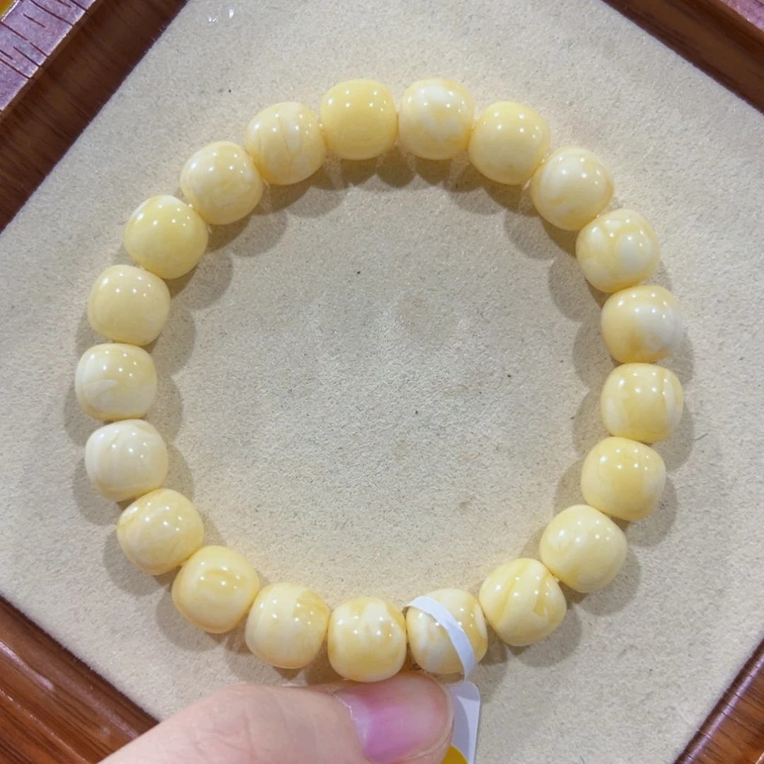 未镶嵌蜜蜡手链10m浓蜡浓白 大尺寸