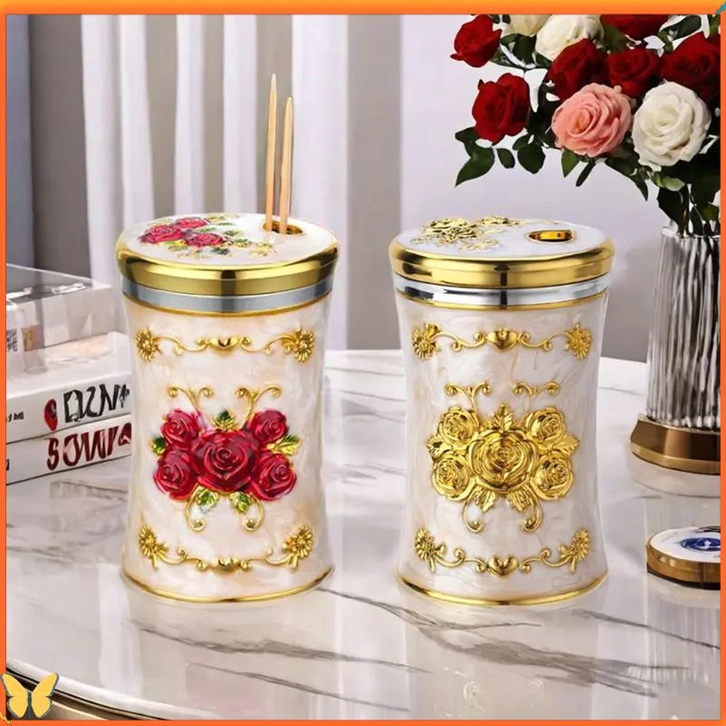 欧式轻奢高颜值牙签筒创意家用客厅餐厅酒店商用牙签罐收纳盒A001