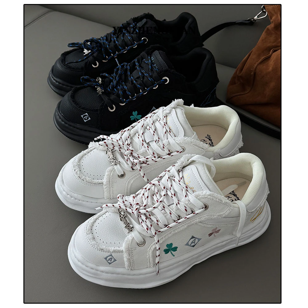 尹政贤透气增高系带耐磨平跟溶解白色休闲鞋高帮男鞋流浪丹宁风