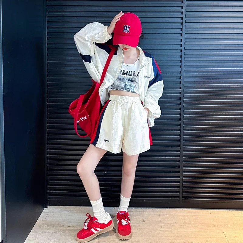 女童炸街夏装套装2025新款中大童防晒衣潮酷穿搭儿童韩版休闲童装