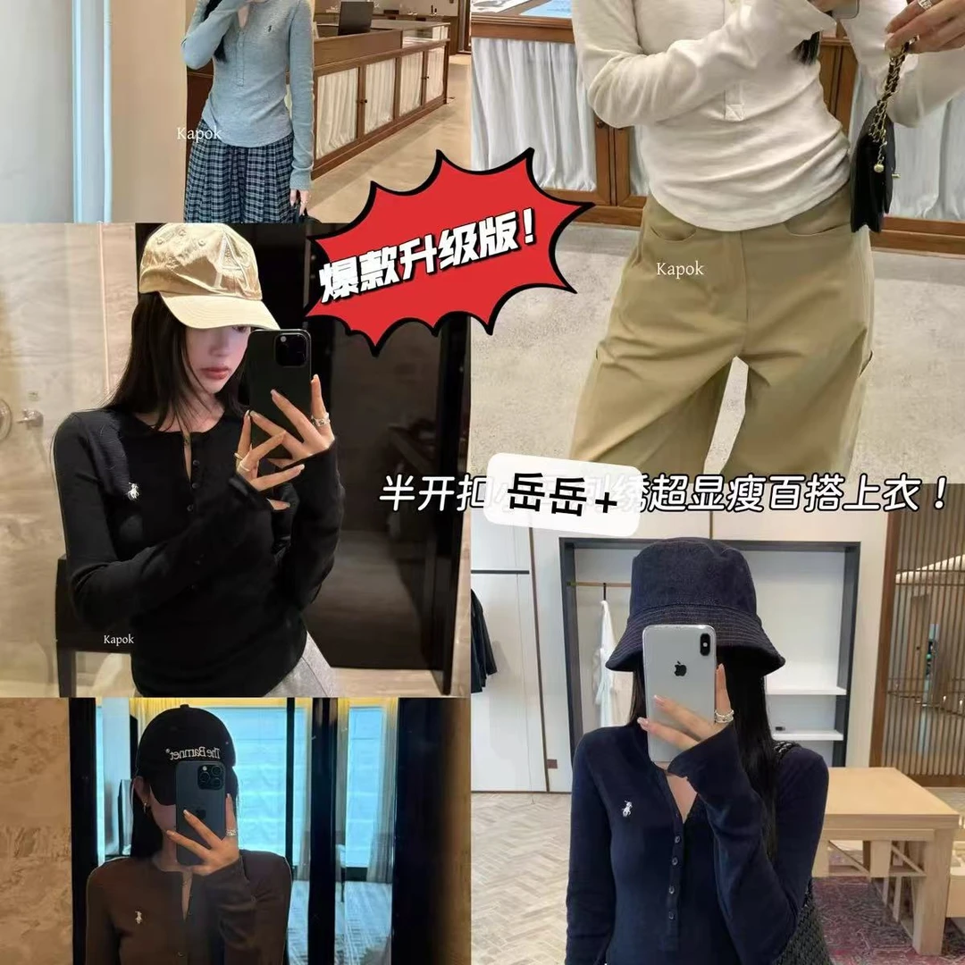 岳岳+132港风极简复古半开扣加绒正肩上衣