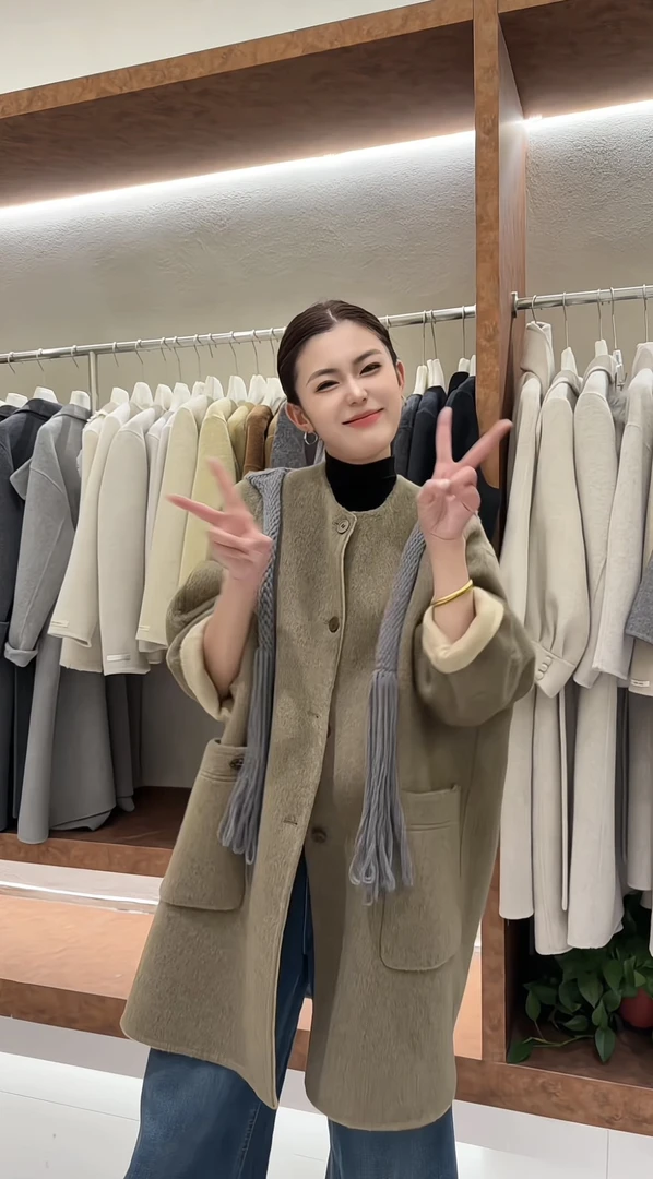 【芮芮专属】小布丁生椰拿铁双面羊毛韩版秋冬中长款冬季