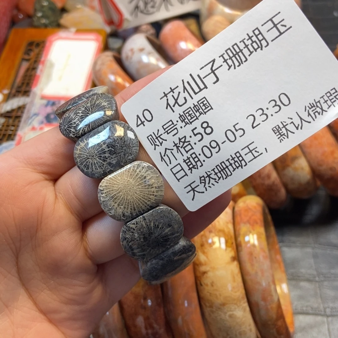 蝈***蝈未镶嵌硅化珊瑚（珊瑚玉）珠宝半成品40