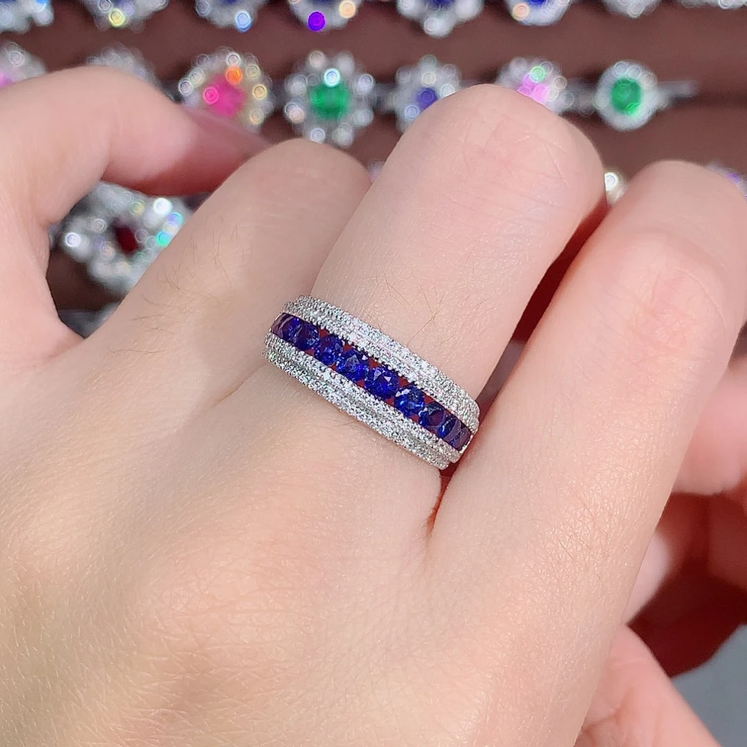 戒指蓝宝石18K金镶嵌1.132ct/天然宝石/七天无理由