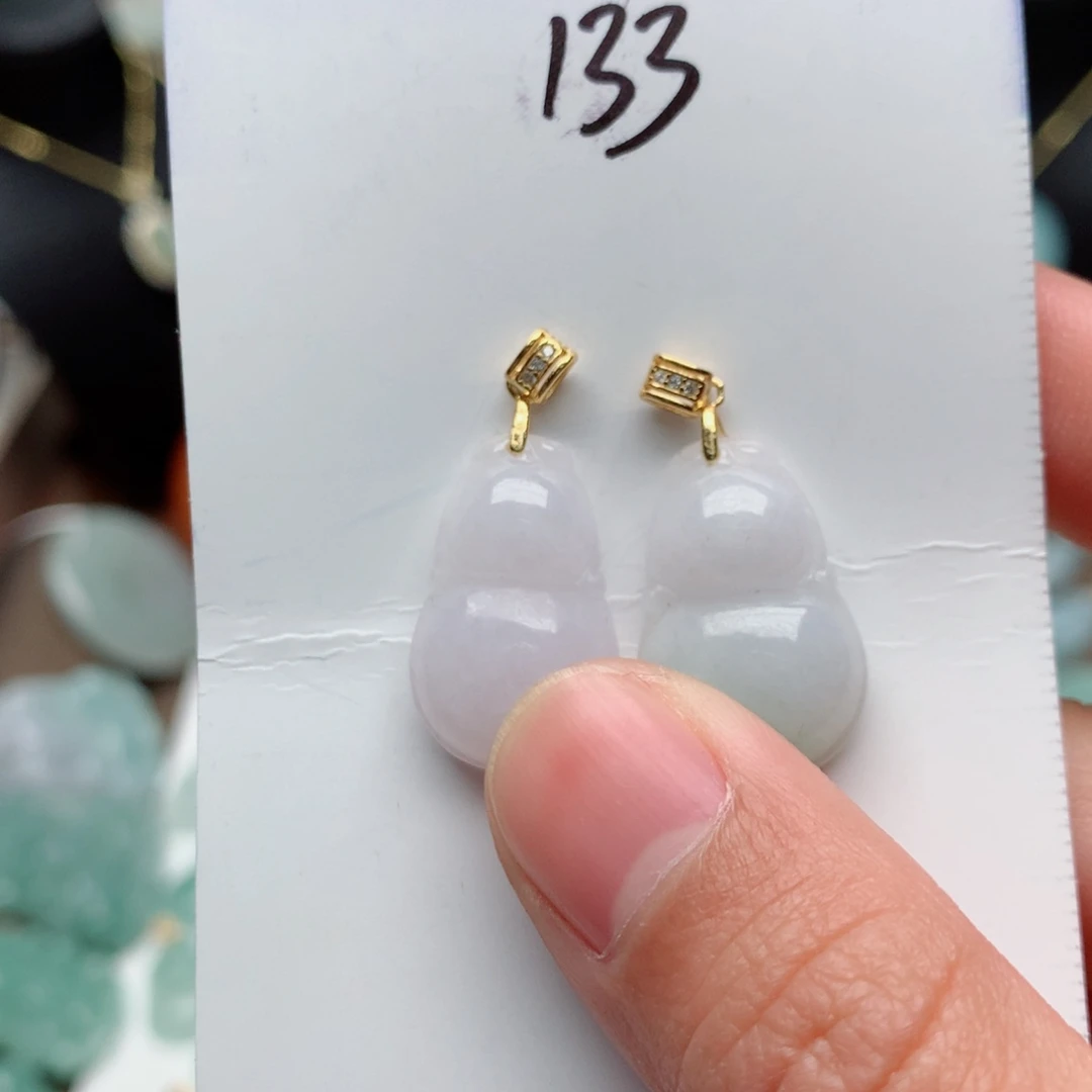 翡翠颈饰银S925镀金镶嵌吊坠