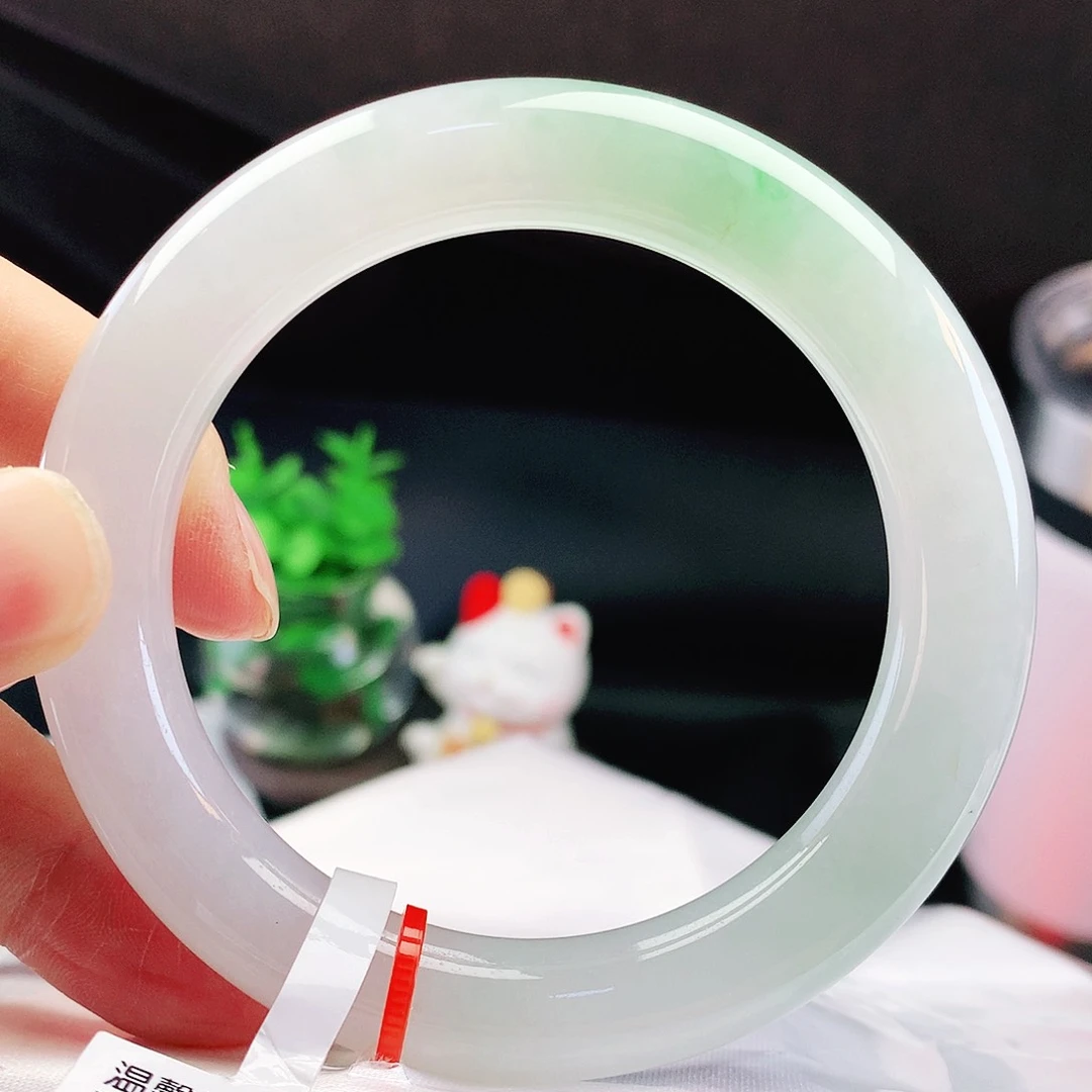 未镶嵌手镯（圆镯）翡翠54胖金丝绿