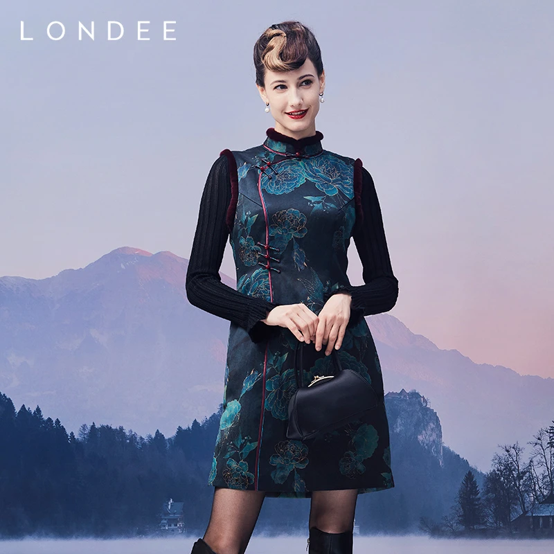 Londee/龙笛新中式高级感秋冬铺棉旗袍裙马甲中长款棉背心2T21352