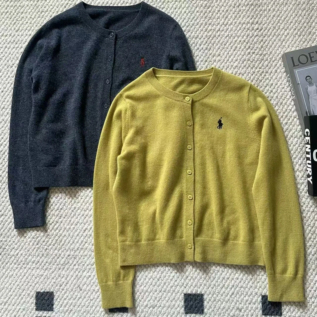 【米可家】战马刺绣100全羊毛百搭纯色毛衣开衫(冷水手洗）27273