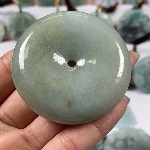 翡翠颈饰未镶嵌大平安扣福利洒黄翡翠福利