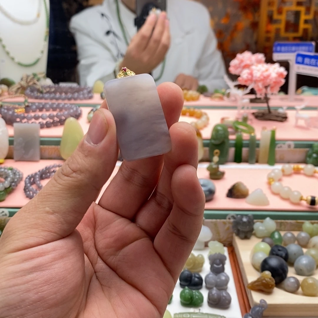 和田玉银S925镶嵌吊坠(不含链)