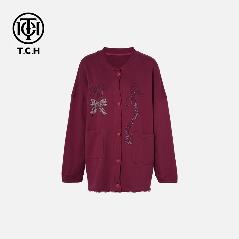 TCH私服烫钻工艺时尚休闲百搭气质秋款外套女T75C27E1023轻奢tch