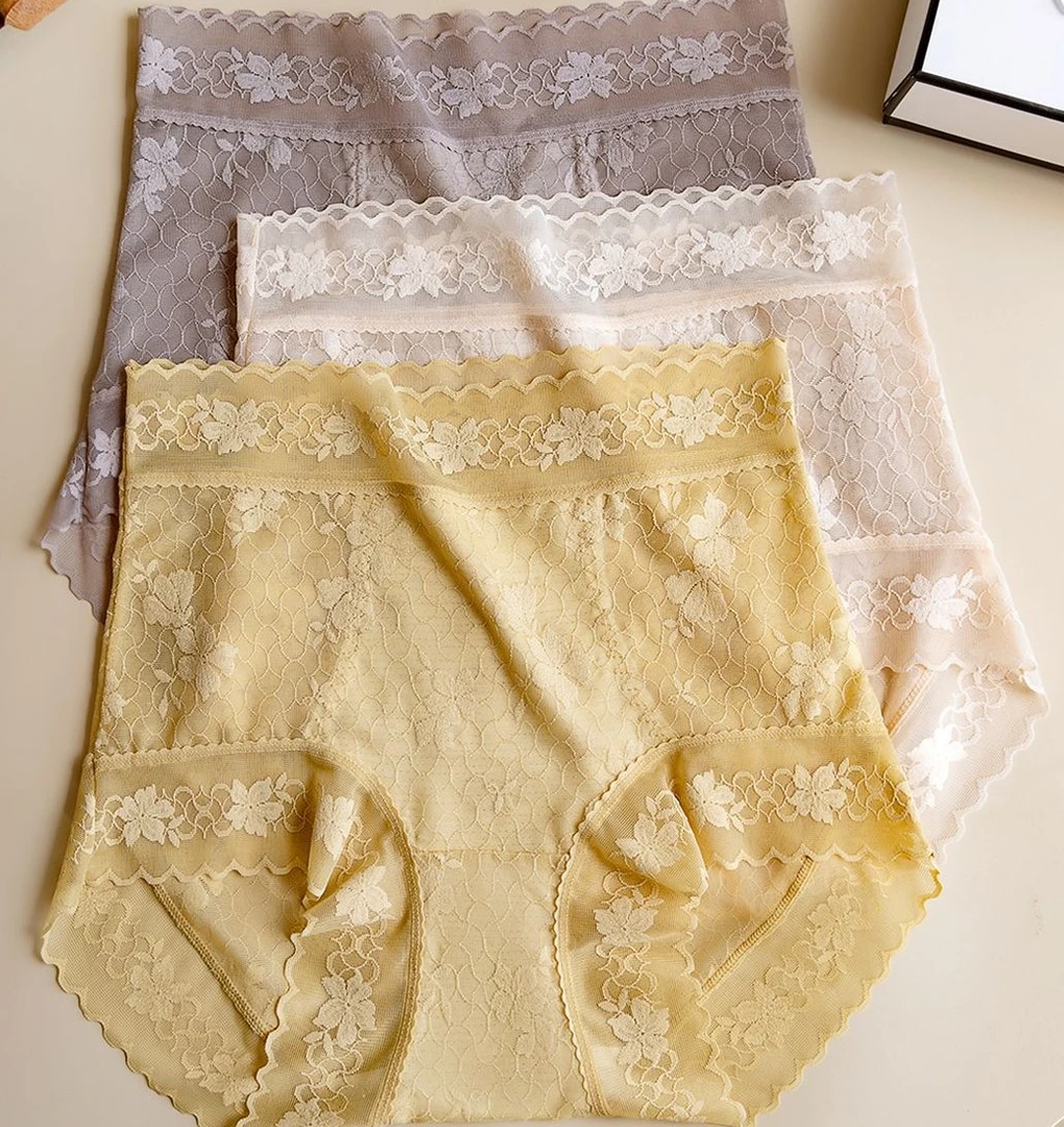 新款高腰无痕内裤女款蕾丝夏季薄款透气新款三角短裤
