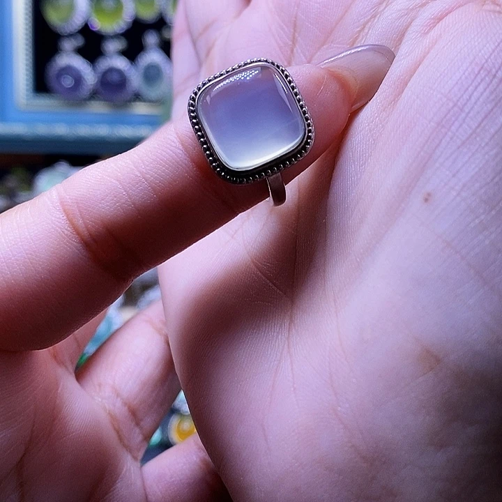 岫玉银S925镶嵌戒指