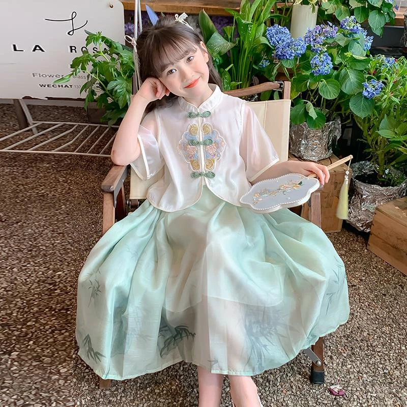 FAVMARTHA女童夏装连衣裙2025新款洋气汉服裙子儿童装夏季时髦中
