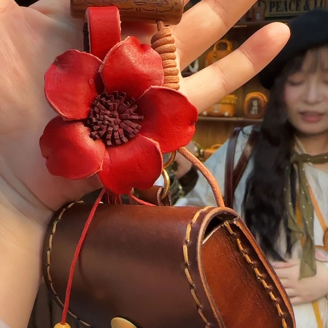 思***续牦牛剖层皮革平安喜乐挂件