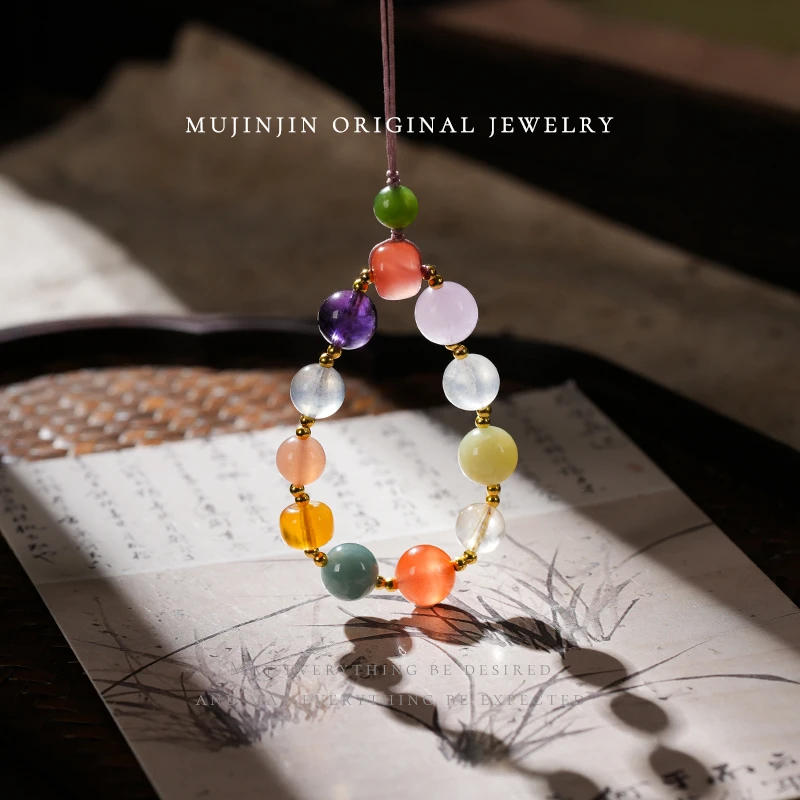 【木槿槿】天然多宝水晶手机链时尚百搭饰品送女朋友包包挂件TT3023