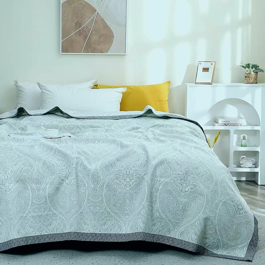 M【天籁梵音-绿】230*250cm长绒棉玉石母纤维加大床盖亲肤机洗