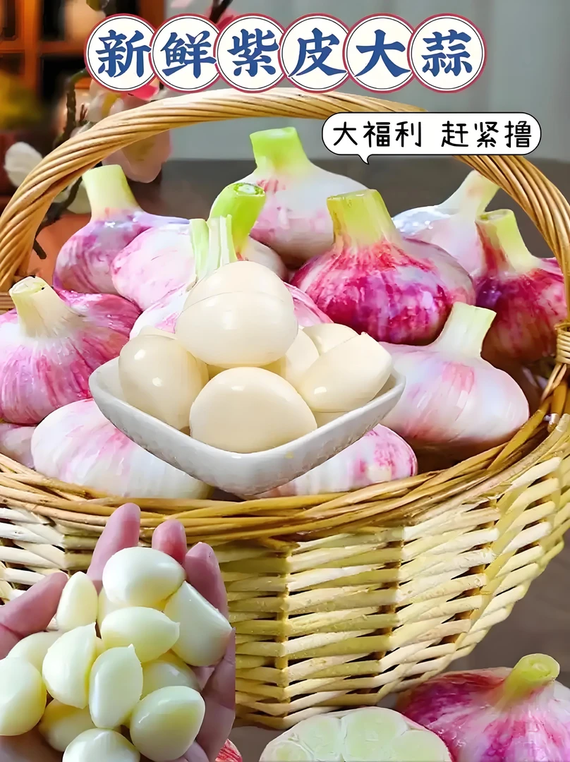 乡行者走乡村农家紫皮新鲜大蒜头