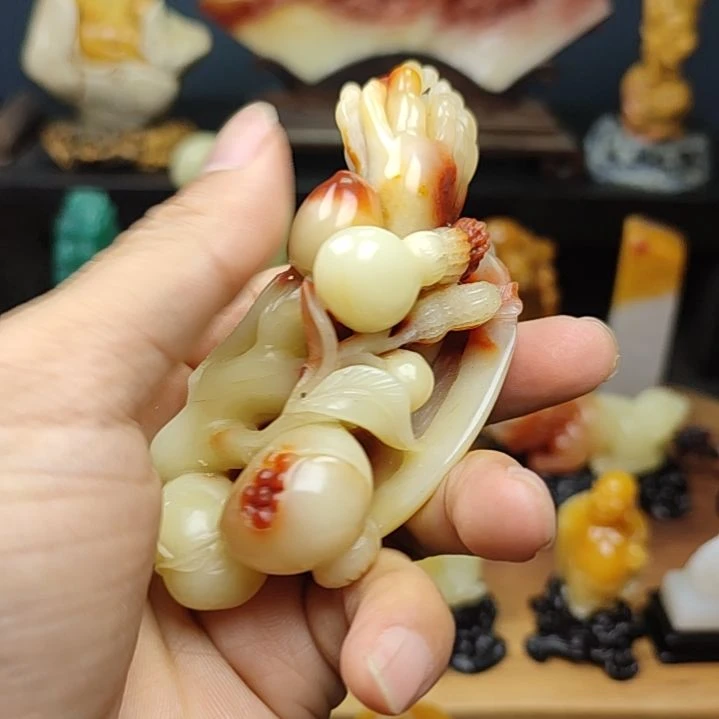 寿山石印石手把件手把件