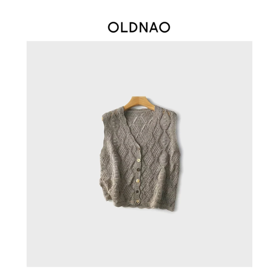 【OLDNAO】品牌订单线亚麻和纸复古老钱钩花马甲-R-SS2532