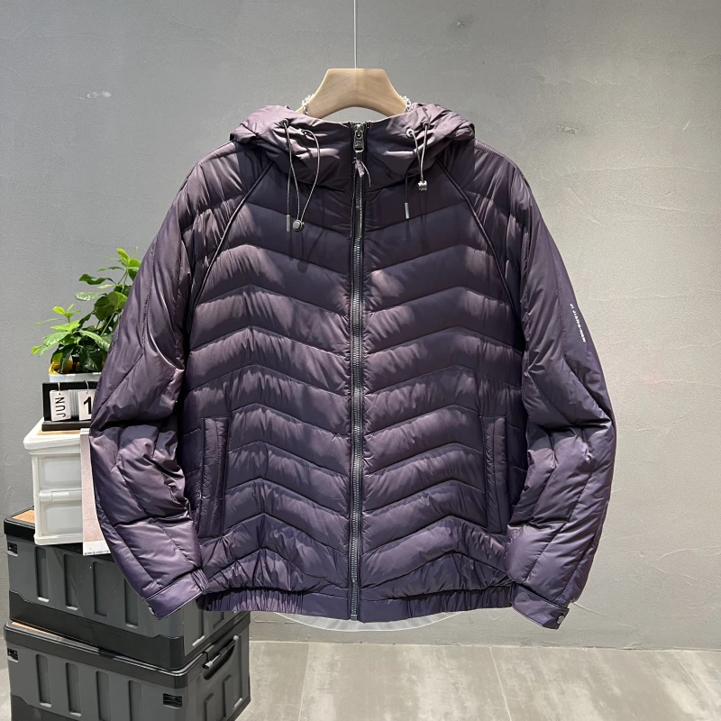 潮牌排骨服轻薄90白鸭绒羽绒服男2025冬季新款保暖情侣连帽羽绒衣