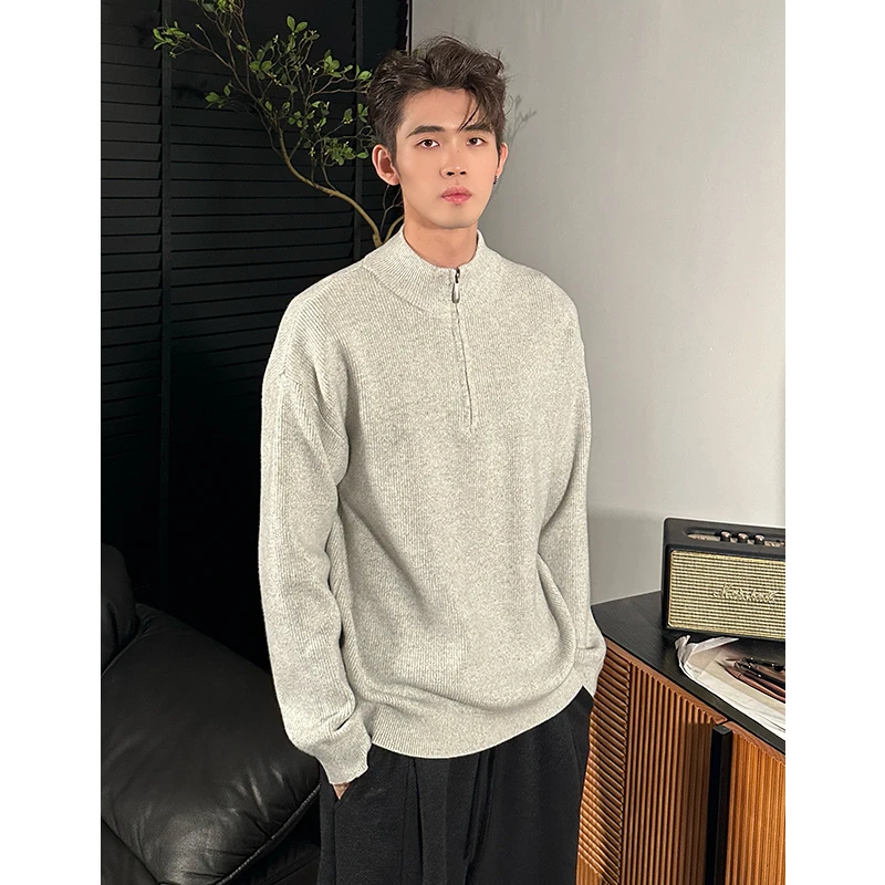 日系轻奢简约百搭潮流宽松针织上衣冬季时尚保暖男士打底套头毛衣