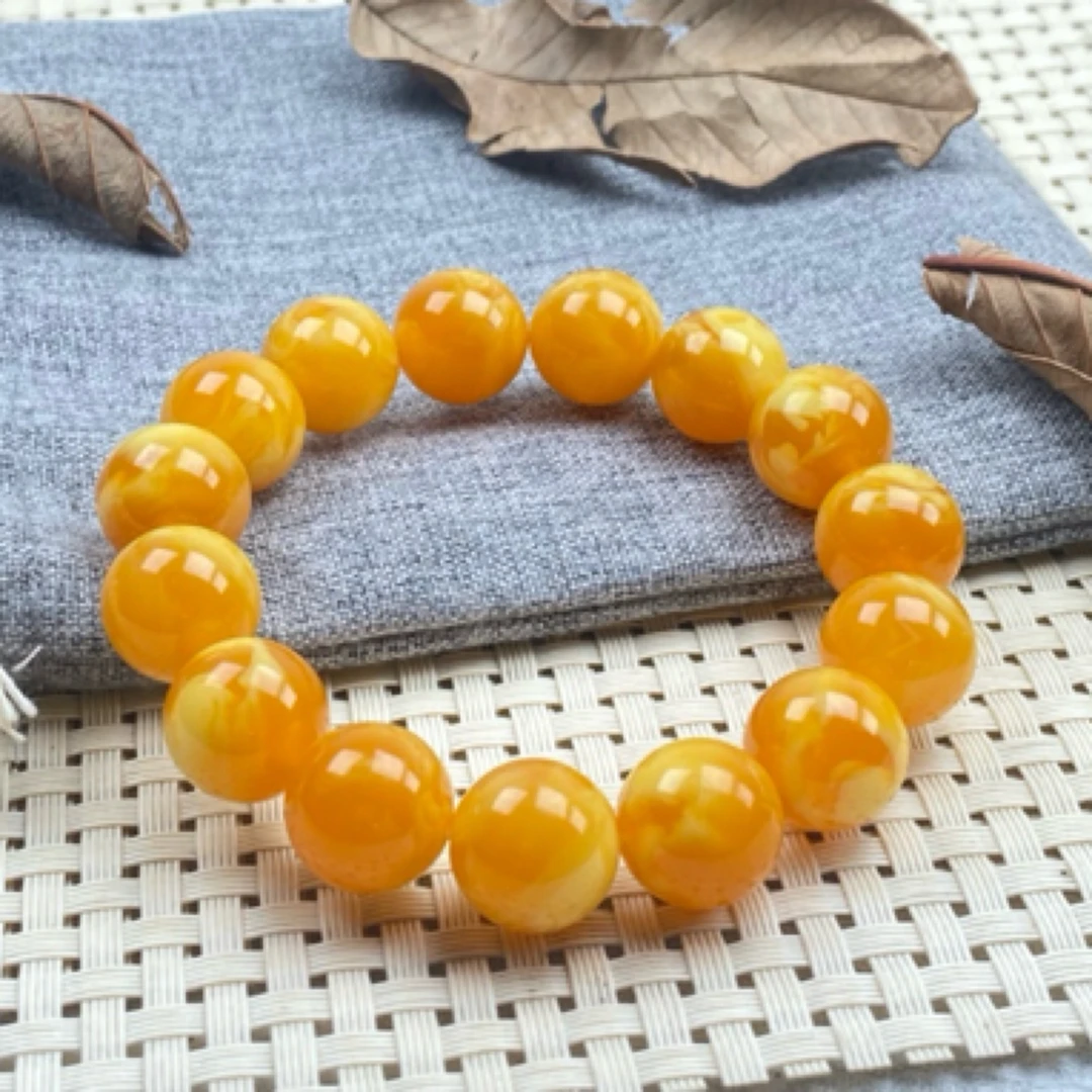 SZ-81号清新大气鸡油黄12mm手链多样性发一件