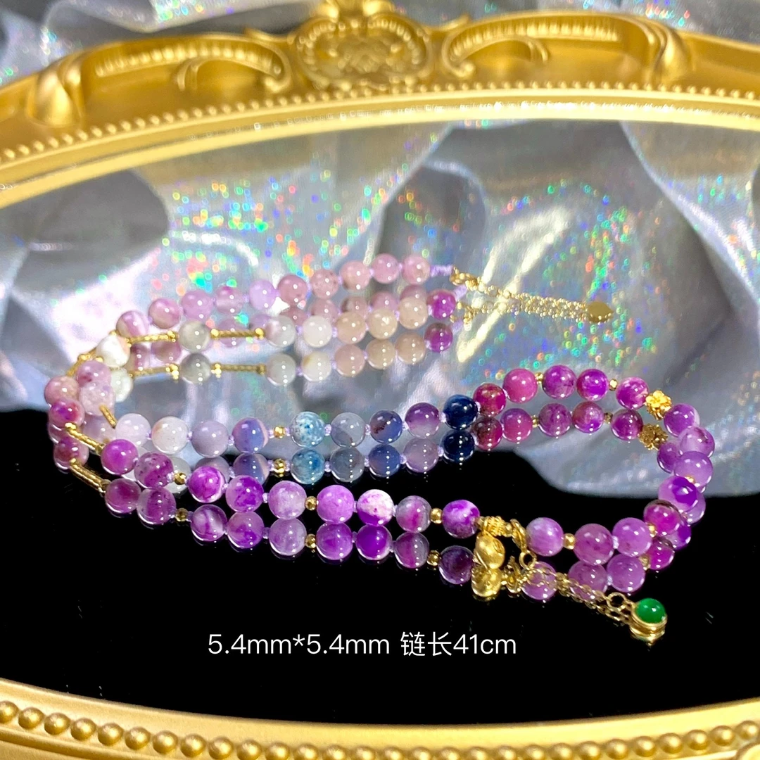 潮生石丨18K金镶舒俱来圆珠项链/链长41cm/多样性发其一/22020138