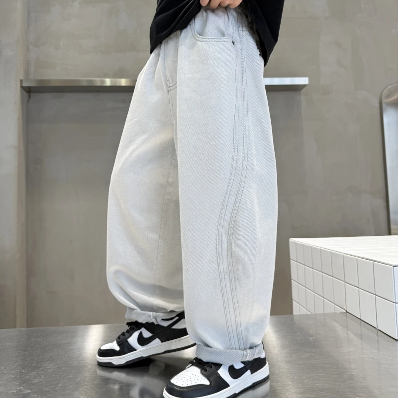 童装儿童春季彩底牛仔裤中大童男童春秋款韩版宽松洋气百搭裤子潮