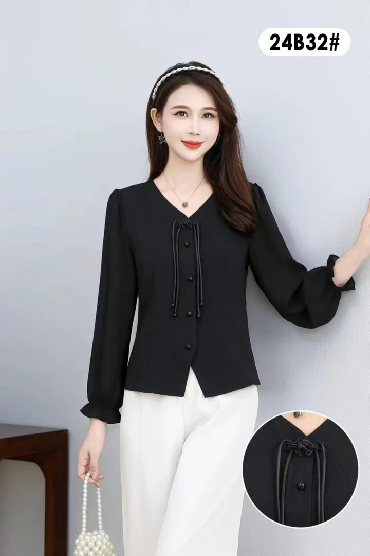 春季常规长袖静奢风时尚百搭气质显瘦国风衬衫HJ-1528