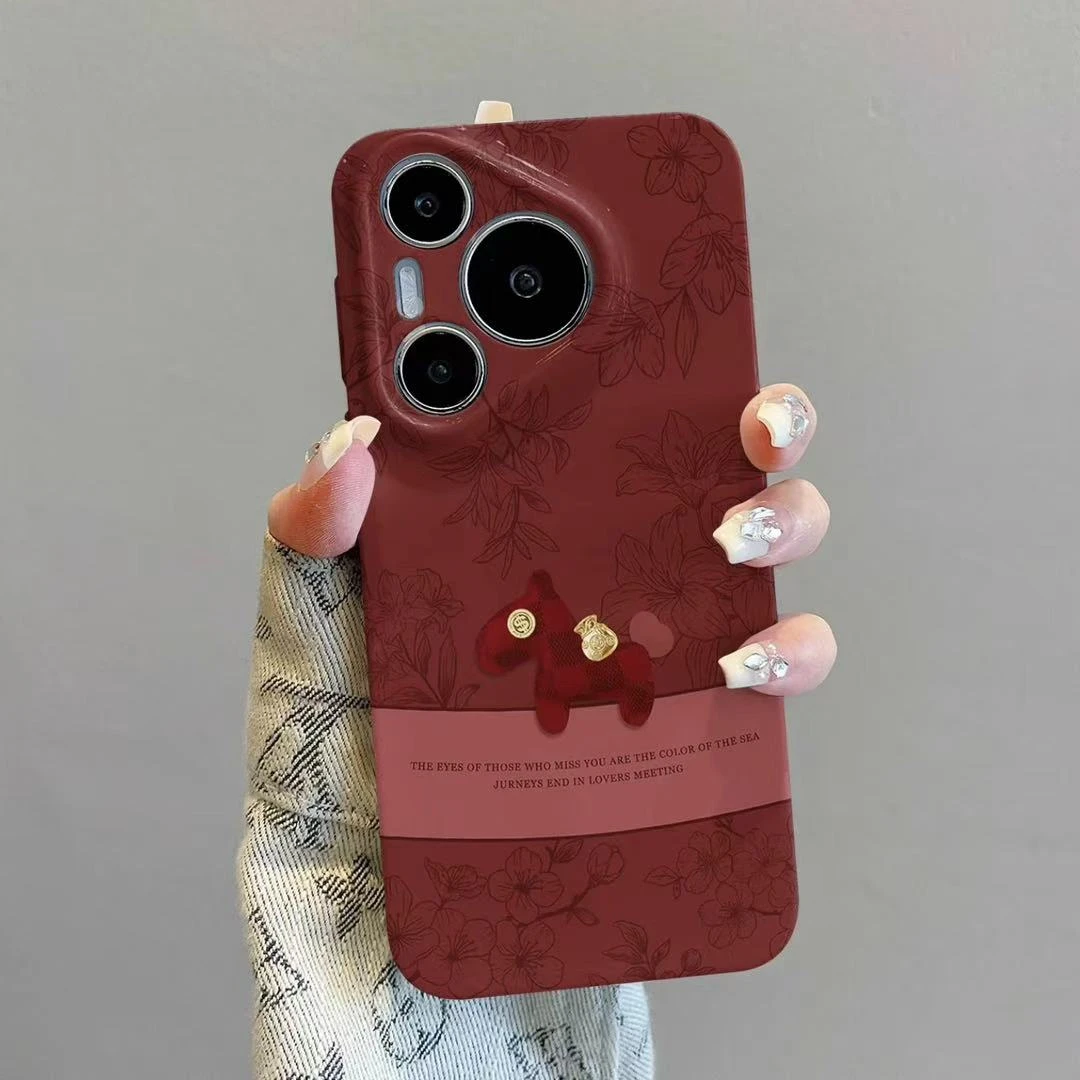 欧克里里红色花朵小马适用苹果17/16菲林手机壳华为oppo小米vivo