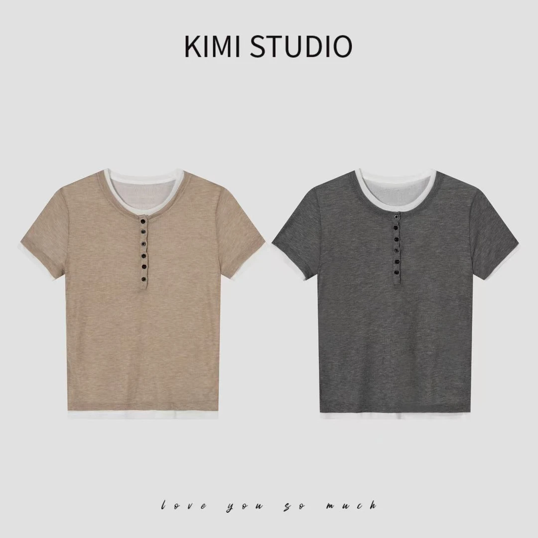 SS251217  莱赛尔天丝假两件弹力软糯T恤