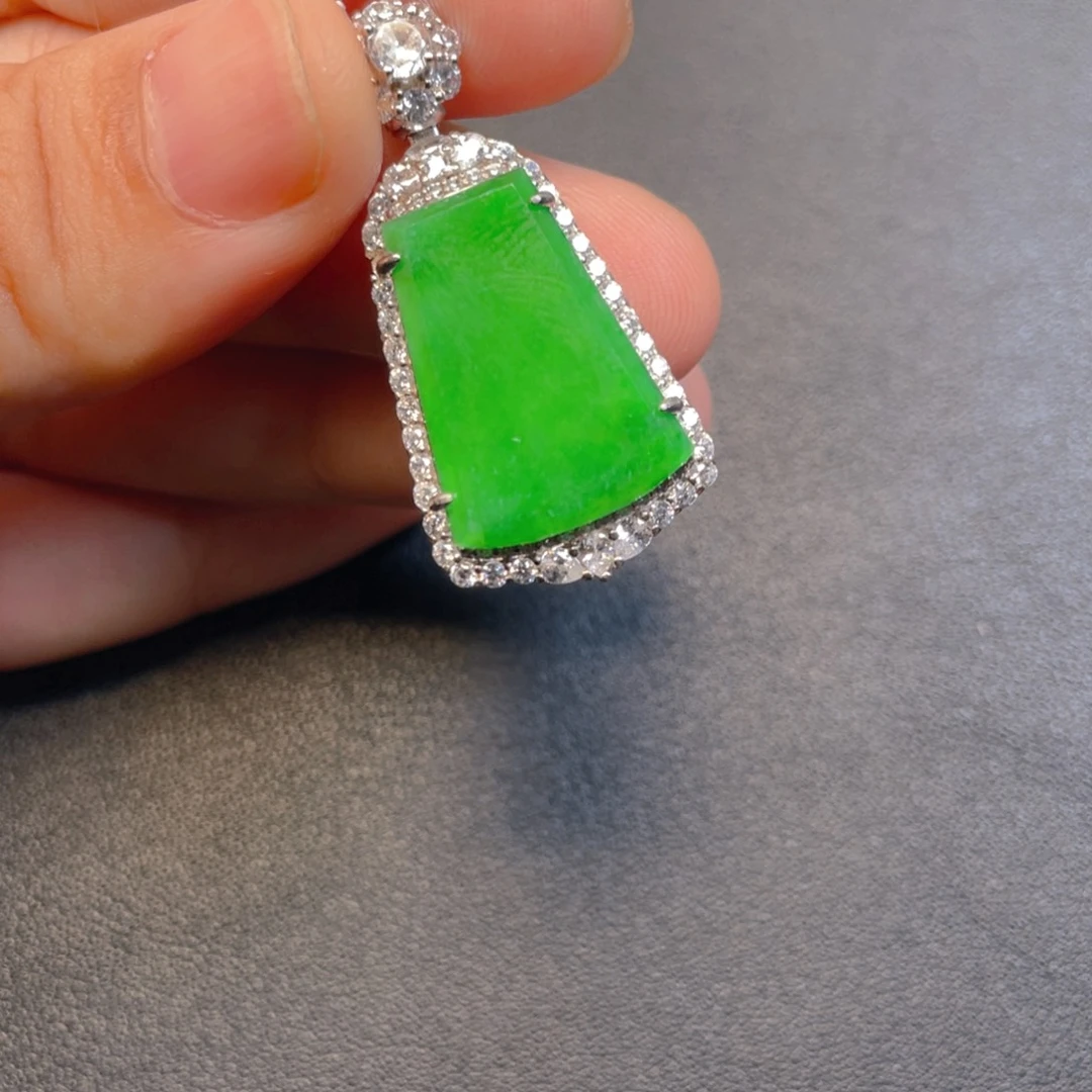 翡翠银S925镶嵌吊坠(不含链)