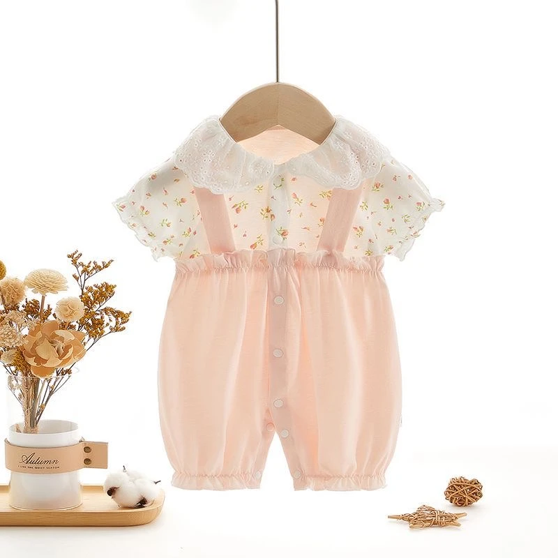 婴儿衣服夏装薄款纯棉新生儿宝宝连体衣爬A类婴儿100%纯棉连体衣