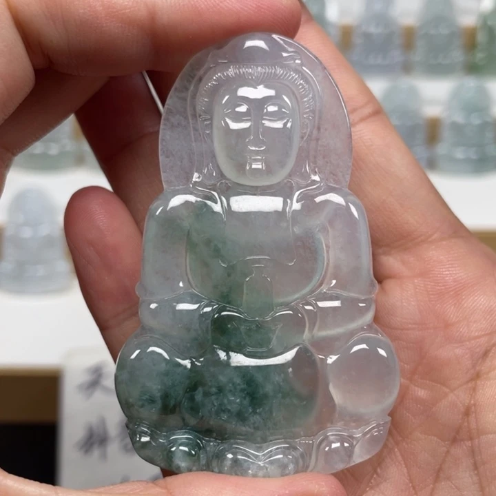 颈饰未镶嵌翡翠天然缅甸翡翠A货观音8号