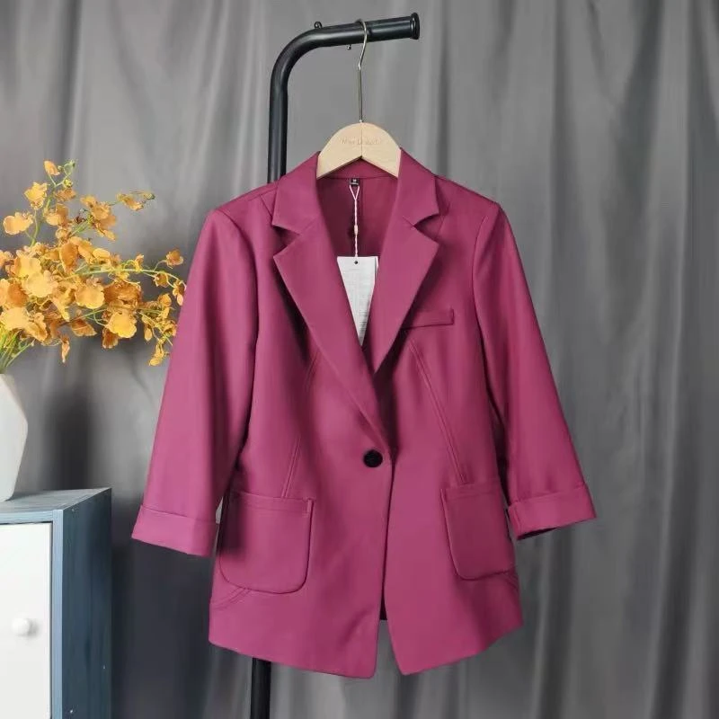 【W6405紫色卡其色西服】WW时尚百搭新款休闲时尚百搭洋气2025西服