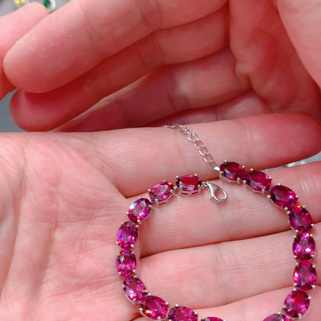 手链银S925镶嵌石榴石