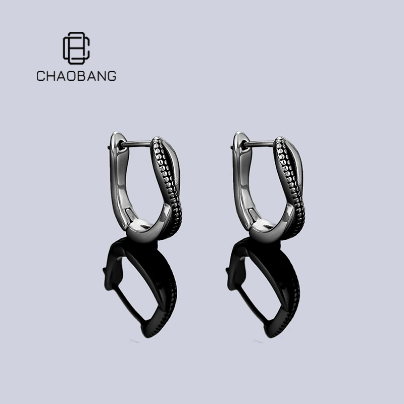 chaobang/潮邦 钛钢耳饰 复古交织莫比乌斯耳环小众做旧ins耳饰