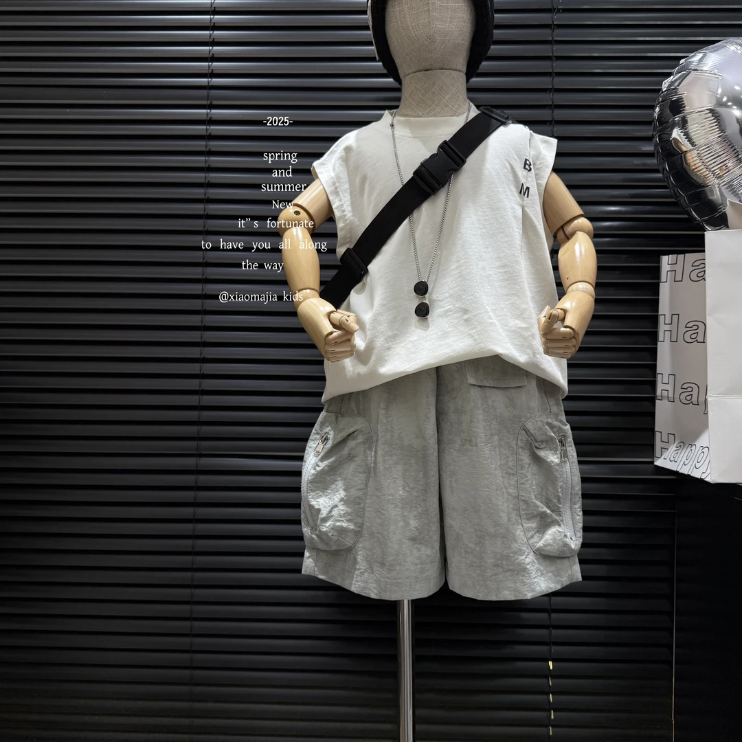 现货-儿童夏季新款潮酷套装D-5442欧若风穿搭套装男女两件套洋气