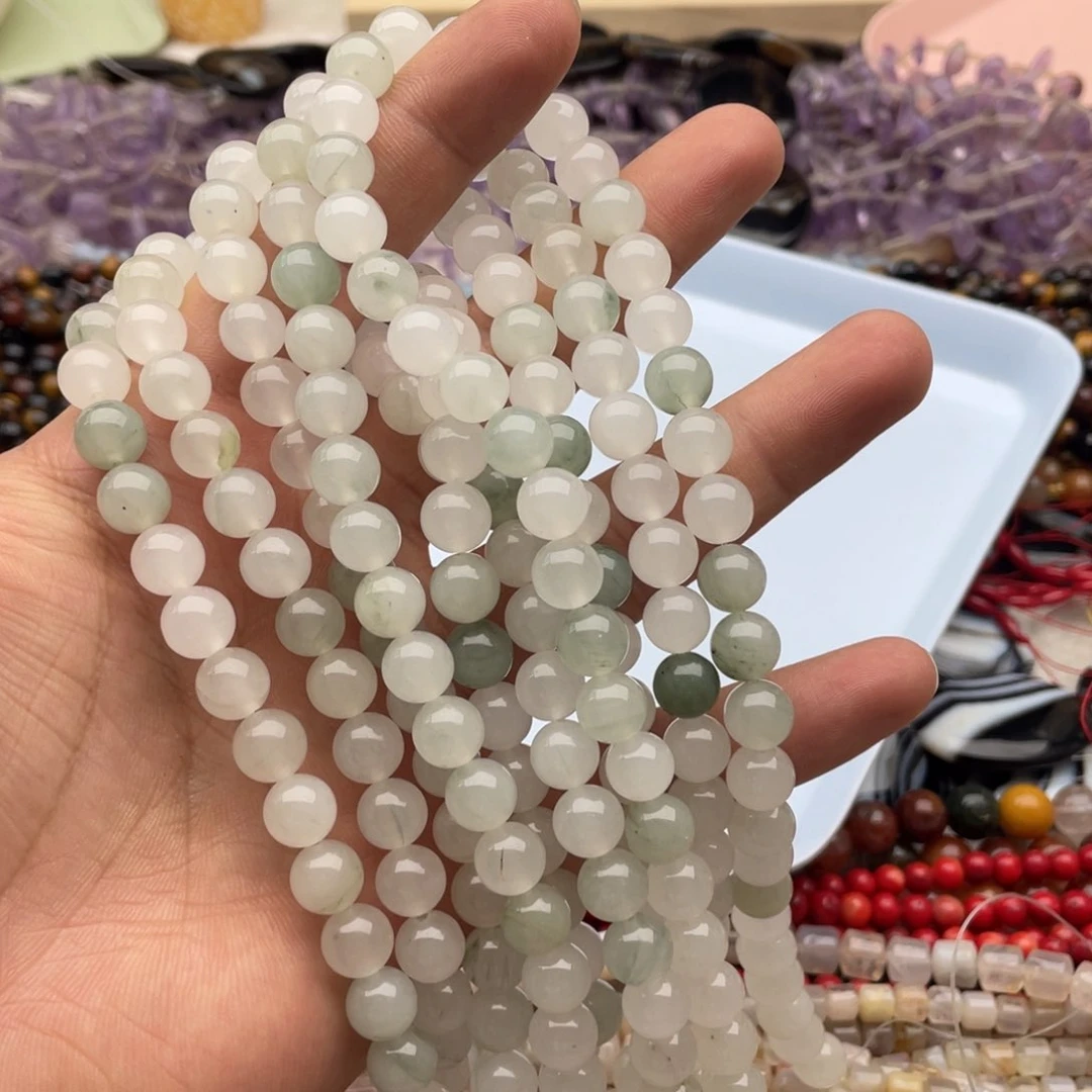 玛瑙/玉髓珠宝半成品未镶嵌一条装卡8mm天山翠圆珠