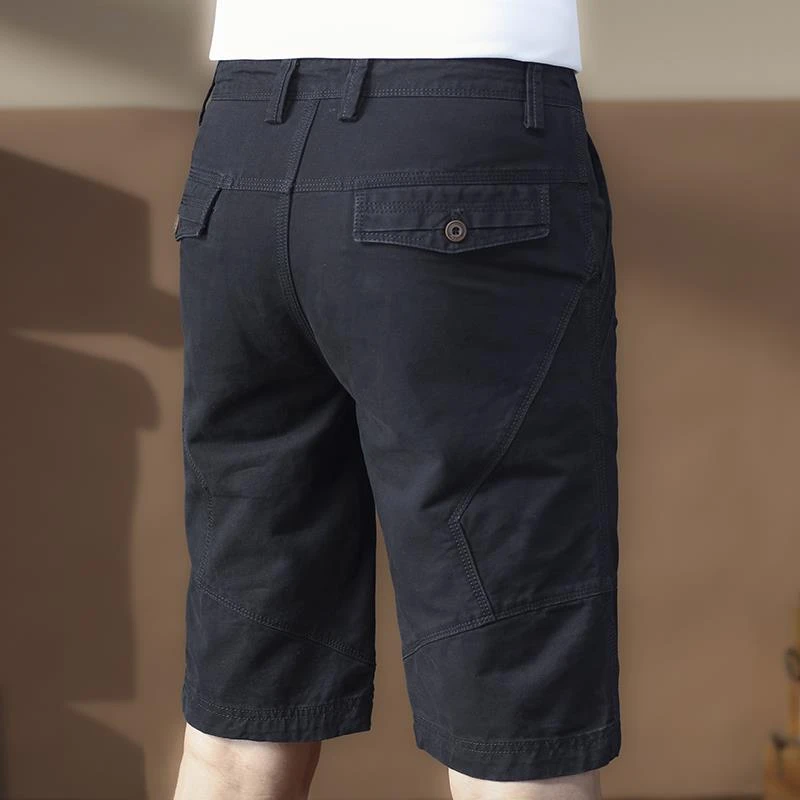 高端黑色品质休闲短裤男士五分裤子夏季修身直筒工装潮牌半截中裤