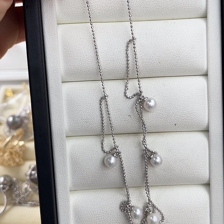 银S925镶嵌淡水珍珠颈饰