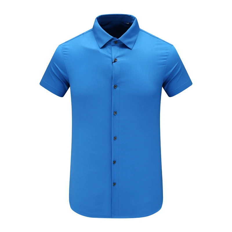 AB1545歌男式夏季短袖衬衫 百搭商务休闲上衣 蓝色