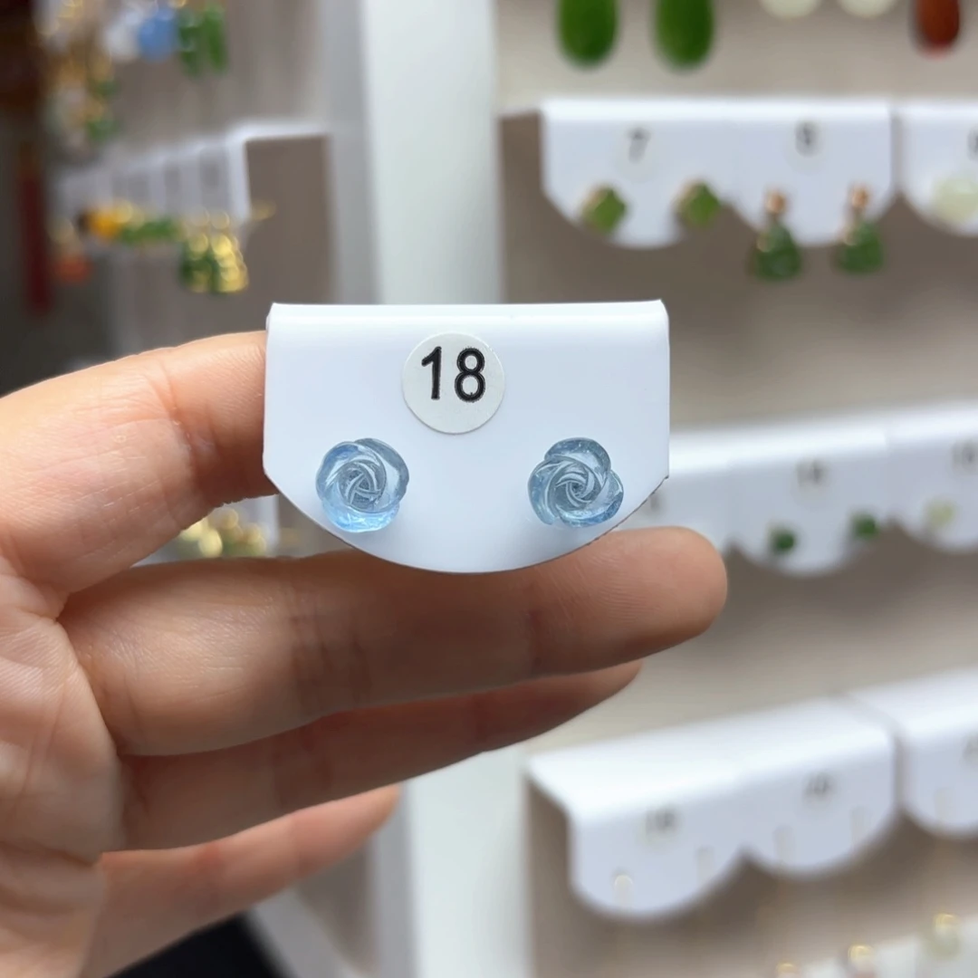 海蓝宝石耳饰银S925镶嵌