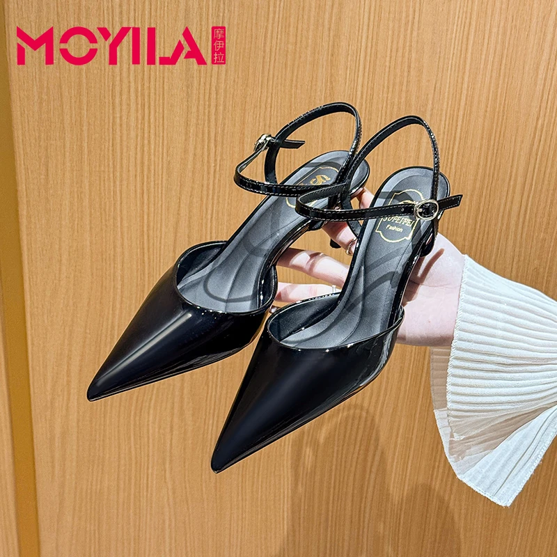 【清货】高跟鞋6cm细跟2025新款性感气质百搭红色漆皮一字带尖头