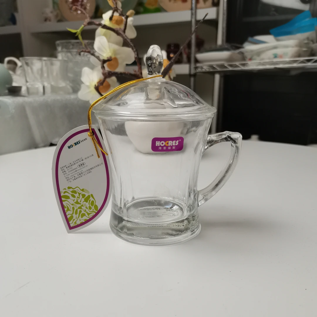 加厚耐热玻璃盖杯茶杯水杯