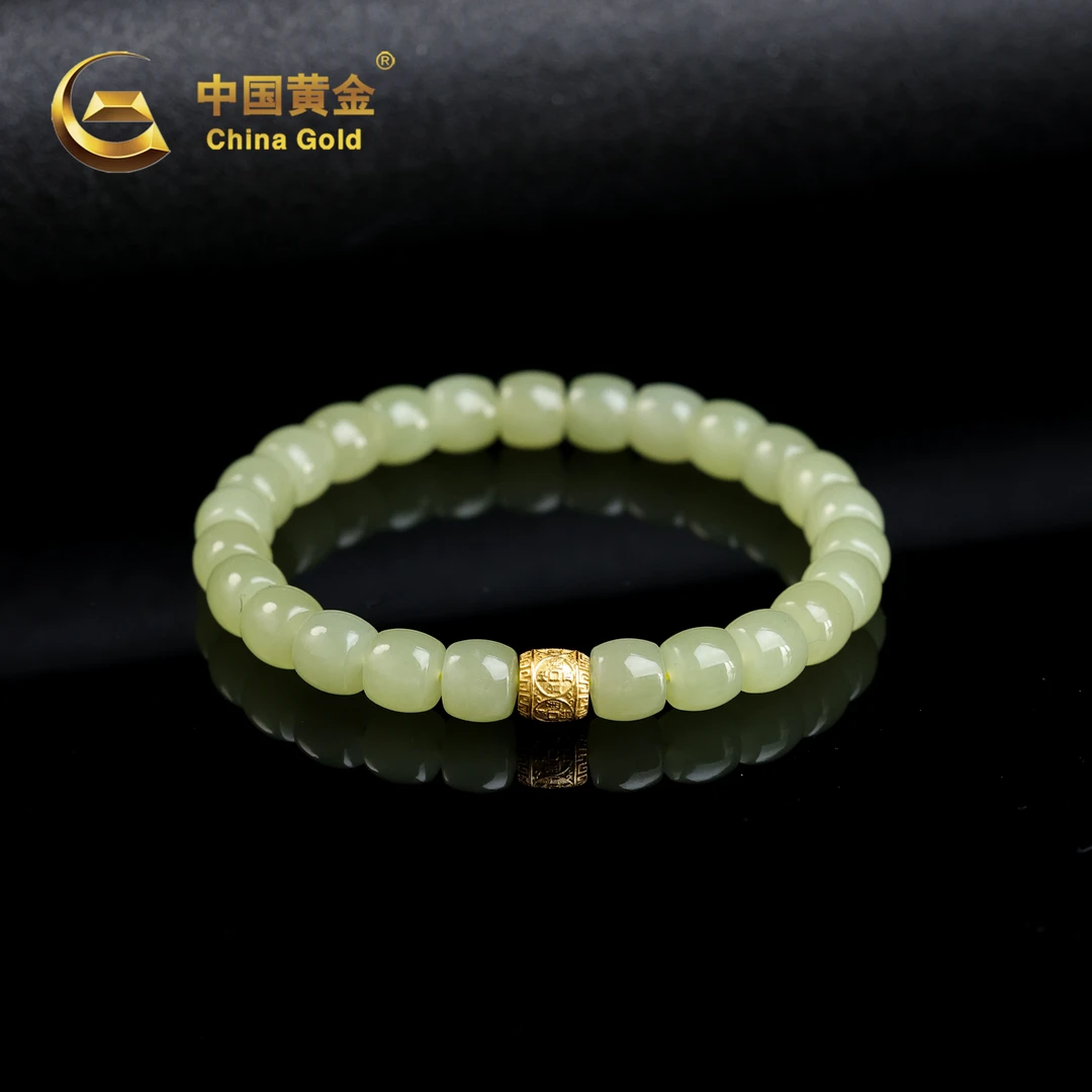 【中国黄金】幽珮 | 和田玉*手串*S925银镶嵌-S3090-格