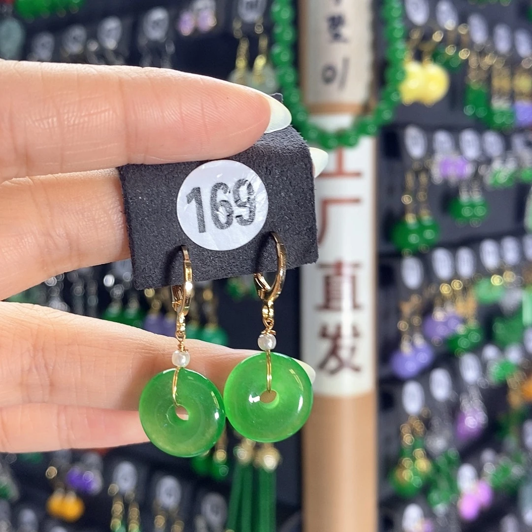 翡翠银S925镶嵌耳饰169