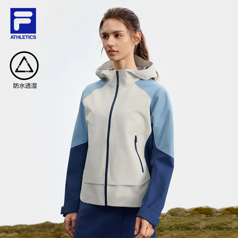 FILA/斐乐女士【防水透湿】早秋新户外撞色连帽梭织外套A11W537709F